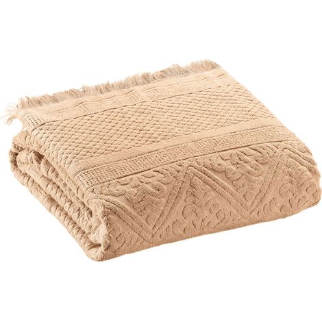 VIVARAISE - Drap de bain Vivaraise Zoé - 100% Coton, 100 x 180 cm, couleur Poudre (1/5)