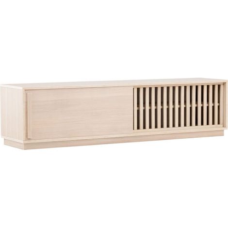 Meuble TV Design Nervuré "Lugo" 180cm Naturel (1/5)