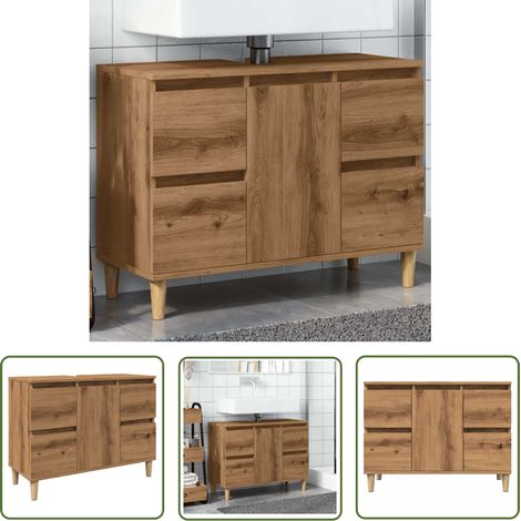 vidaXL Waschbeckenunterschrank Artisan-Eiche 80x33x60 cm Holzwerkstoff (1/5)