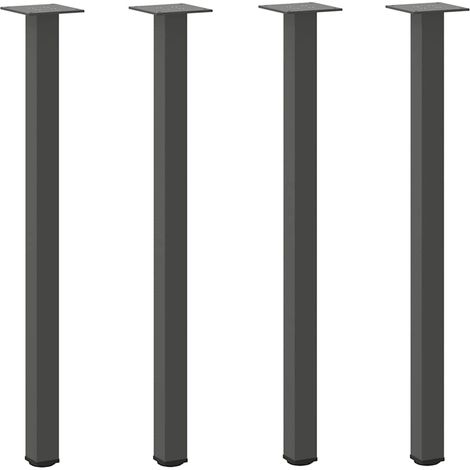 Lot de 4 pieds de table console modernes 72 x 74 cm avec patins de nivellement en acier anthracite