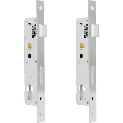 Boîtiers de Serrure Encastrable, Inox 85 x 25 mm pour Jardin Serrure à Cadre Tubulaire à Cylindre pour Portail, Portillon, Jardin et Garage Montage Gauche ou Droite Selon L'installation (1/3)