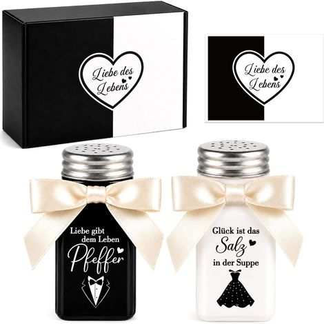 Cadeau de mariage pour couple de mariés, salière et poivrière (1/5)