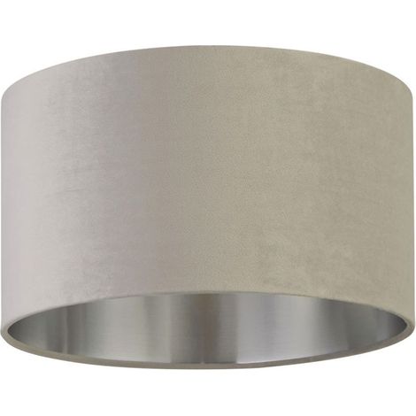 Abat-jour pour lampes suspendues en tissu Ø 38 cm en gris clair argent brossé abat-jour rond moderne en verre