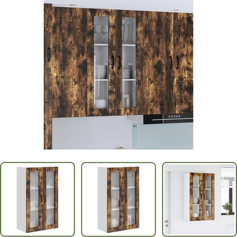 Holz Küchenwandschrank - Küchenwandschrank mit Tür Geräucherte Eiche 60 x 31 x 100 cm (1/5)
