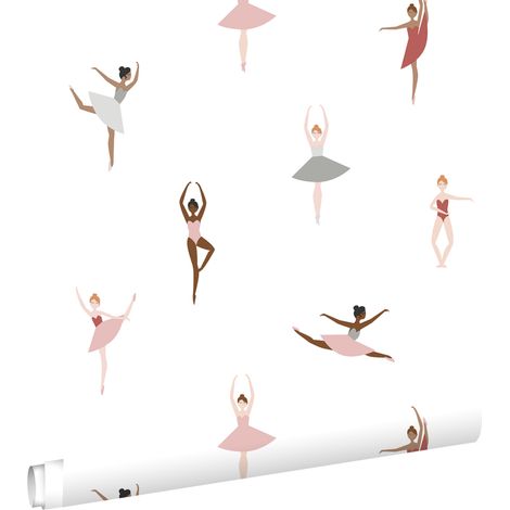 papier peint ballerines vieux rose et bleu gris - ESTAhome (1/5)