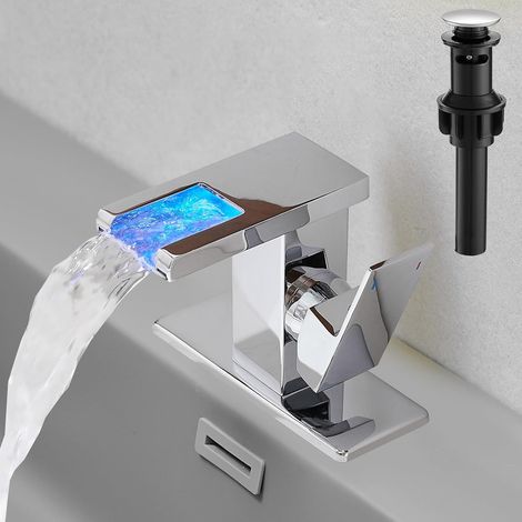 Robinet Salle de Bain Mono-trou Mitigeur Lavabo Cascade Robinetterie Lave-mains (1/5)