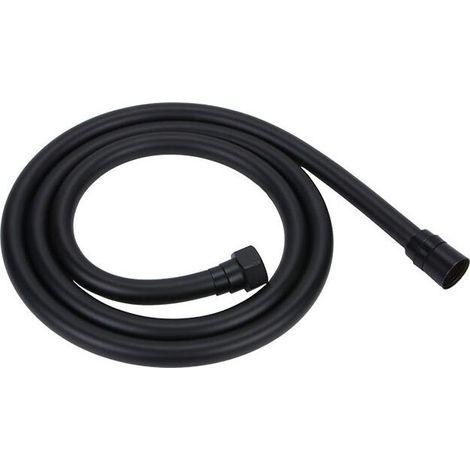 Noir Flexible Douche 1,5m en PVC Tuyau douche Avec double protection anti-torsion, tuyau de douche Remplacement Universel, Avec double tête en laiton de qualité supérieure, Anti-torsion