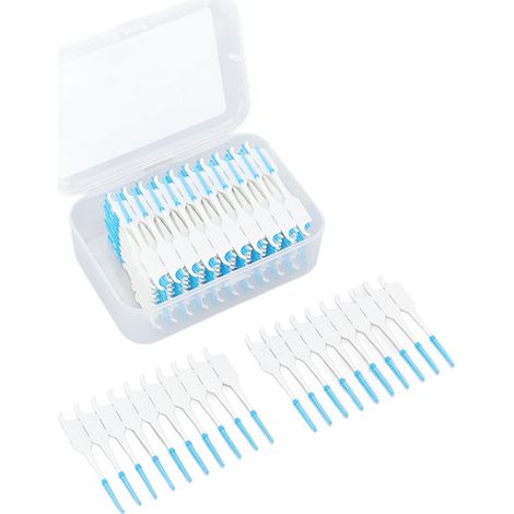 Brosse interdentaire jetable à tête souple en silicone, avec étui, pour l'hygiène bucco-dentaire (200 pièces, bleu). (1/5)