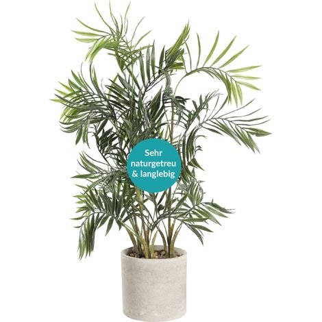 EGLO LIVING Kunstpflanze Tobetsu, 75 cm, künstliche Zimmerpflanze Palme im Topf, naturgetreue Wohnzimmer Deko Pflanze, Kunstpalme groß, grüner Kunststoff und brauner Paper Pulp (1/5)