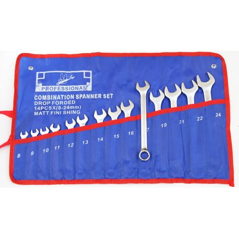 SET CHIAVI COMBINATE 14 PZ FISSE STELLA CHIAVE COMBINATA 8 24 MM FODERO BLU (1/2)