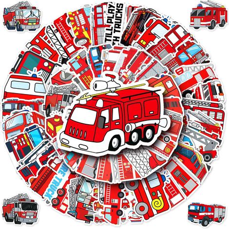 Sticker Pompiers - Vinyle PVC Imperméable Réutilisable - Pour Voiture Ordinateur Portable Valise Skateboard Vélo Moto Décoration Murale - 50 Pièces (1/5)