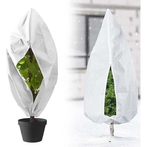 Confezione da 1 telo di copertura invernale per piante da esterno, telo di copertura invernale per piante in vaso, 100 x 120 cm contro freddo e gelo, telo di protezione per arbusti, telo di protezione