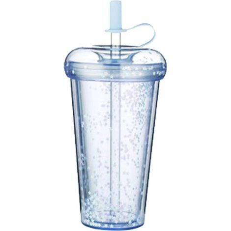 1 Gobelet avec paille, 420 ml, double paroi, plastique sans BPA, pour jus et café (1/5)