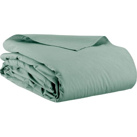 VIVARAISE - Drap plat Vivaraise Calita en coton 100% - Sauge - 240 x 300 cm (1/2)