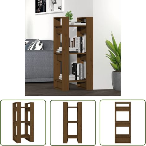The Living Store Bücherregal/Raumteiler Honigbraun 41x35x91 cm Massivholz - Holzregal - Buche - Bücherregal Massiv - Raumteiler - Holzmöbel (1/5)