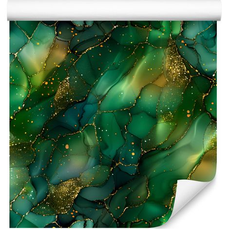 Papel pintado en tinta verde botella y azul marino para salón y dormitorio, 50x1000 cm. (1/5)
