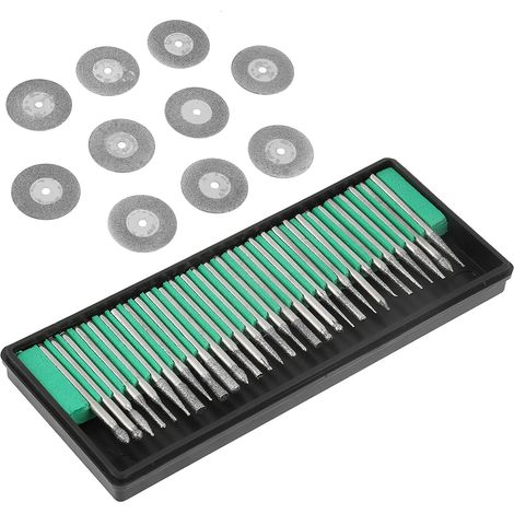 30 Diamantfräser, 10 Sägeblätter, Trennscheiben, 2 Spindeln – Zubehör für Rotationswerkzeuge (1/5)