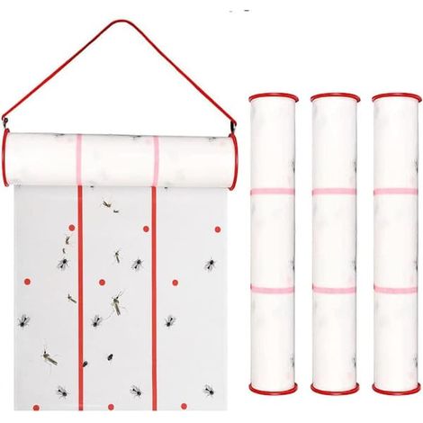 Rouleau adhésif anti-mouches 25 cm x 5 m - Surface adhésive résistante, piège à mouches suspendu sans pesticide pour une utilisation en intérieur jusqu'à 4 m (1/5)