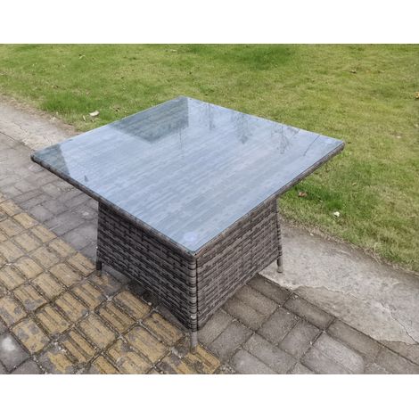 Fimous PE Rattan Outdoor Square Dining Table Garden Furniture Accessory Clear Tempered Glass (1/3)
