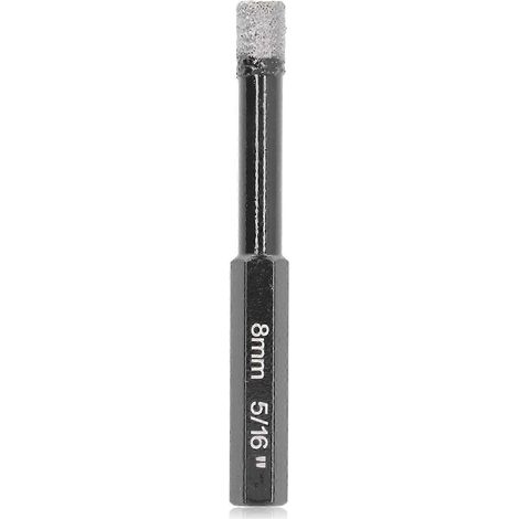 Foret diamanté de 8 mm pour perçage à sec, à queue hexagonale, idéal pour les carreaux de céramique.