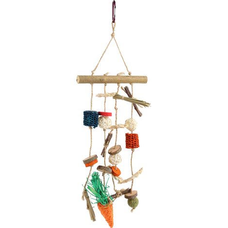 Jouets à mâcher suspendus pour cage à lapins, pour le nettoyage des dents, friandises naturelles à mâcher pour hamsters et autres petits animaux de compagnie. (1/5)