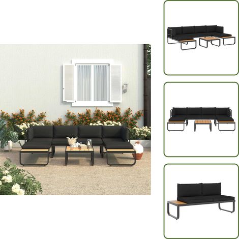 Canapé d'angle de jardin à 4 places avec coussins Aluminium WPC - Canapé De Jardin - Salon De Jardin - Mobilier De Jardin - Ameublement Extérieur - Set De Jardin (1/5)