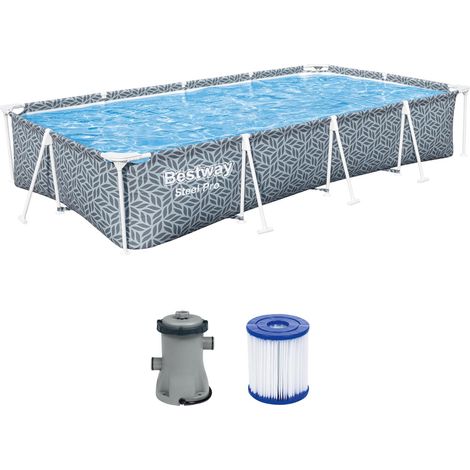 Piscine avec Pompe de Filtration 366 x 201 x 66 cm, Design en Forme de Feuille, carrée (1/5)