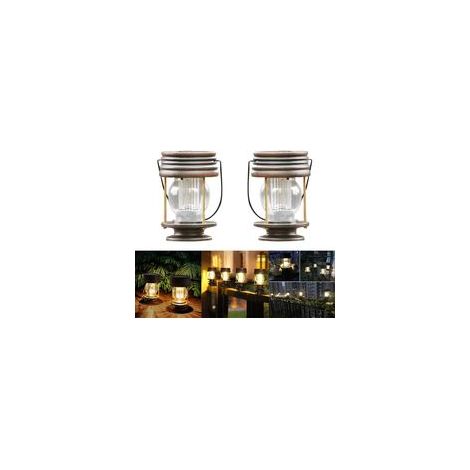 Lot de 2 lanternes solaires suspendues rétro, éclairage décoratif extérieur pour jardin, patio, fête – Design vintage étanche– (1/3)