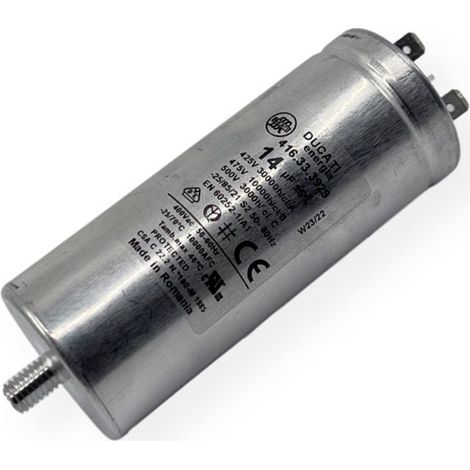 Condensateur permanent aluminium 14µF à cosses faston simple - Ø40x98mm - DUCATI (1/2)