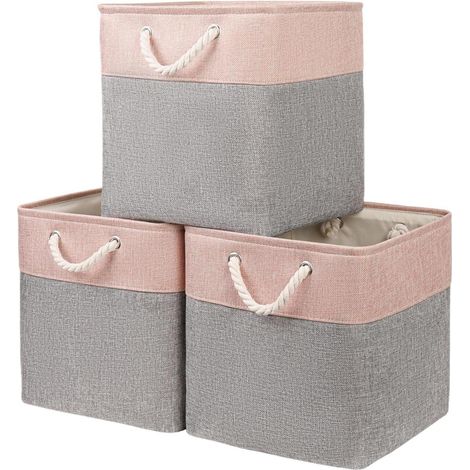 Aufbewahrungsbox Stoff 33x38x33cm Schrank Regal 3 Pack Graues Pulver (1/5)