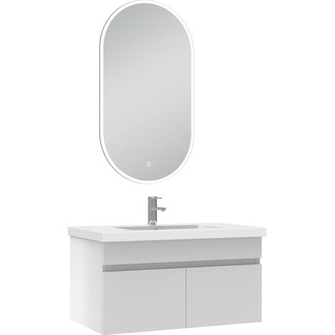 Ocean meubles simple vasque 80cm vasque + miroir lumineux Blanc