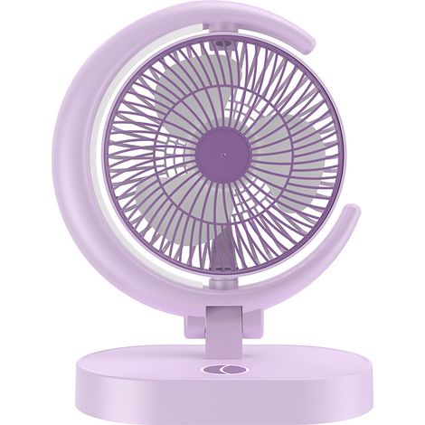 GARRYFIZH Ventilateur de bureau USB rechargeable, petite table de bureau portable et silencieuse avec lumière pour la maison, les voyages, le bureau, violet (1/5)