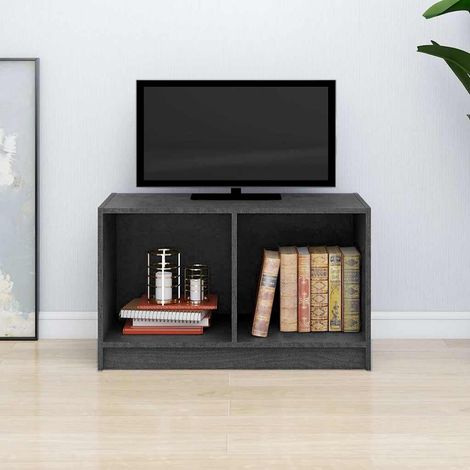 vidaXL Mueble de TV de madera maciza de pino gris 70x33x42 cm (1/5)