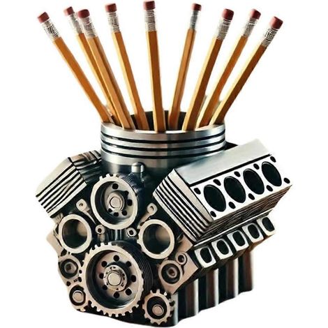 Porte-stylo avec moteur V8, porte-stylo de bureau en forme de moteur V8, A