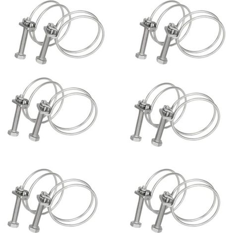 Colliers de serrage en acier inoxydable 304, double fil, fixation solide pour tuyaux et câbles, argent 14-20mm (12 pièces) (1/4)