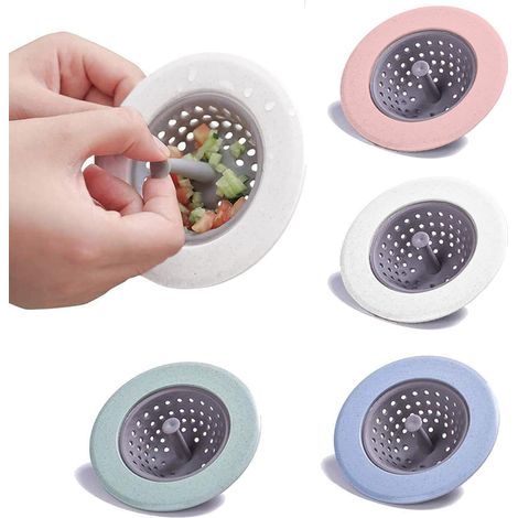 Lot de 4 crépines d'évier en silicone à mailles fines - Protection anti-obstruction pour la cuisine et la salle de bain - Piège à cheveux et débris