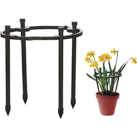 Tuteur rond amovible pour petites plantes, tube en acier, boucle en plastique, noir, 25 x 25 cm (1/2)