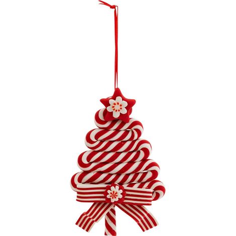 Albero di caramelle in resina h.13cm rosso e bianco - Atmosphera créateur d'intérieur