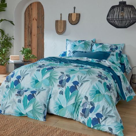 Parure de couette au  style tahitien Bleu 240x220 cm