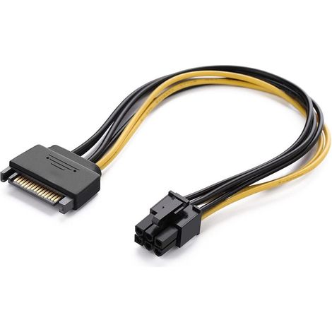 1 Adaptateur câble SATA 15 broches vers PCI Express 6 broches, connecteur droit 20cm, pour carte graphique vidéo (1/5)