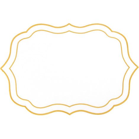 Dessous d'Assiette de Présentation pour Table en Polyester Blanc et Doré 44 x 29 x 1 cm - PANGIVO (1/3)