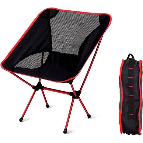 Chaise de camping pliante portable, chaise de randonnée compacte et pliable, chaise de plage avec sac de transport(rouge) (1/5)