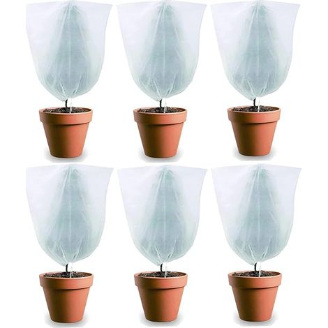 Lot de 6 Housse d'hivernage pour Plantes en Pot, Housse de Protection pour Plantes Plantes de Protection Contre Le Gel Hiver avec Cordon de Serrage pour Protection des Plantes (60 x 80 cm) (1/5)