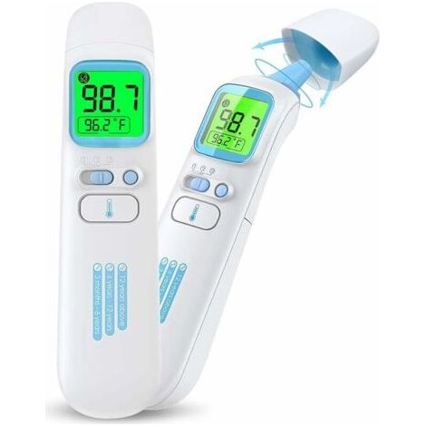 Thermometre frontal, Thermomètre auriculaire et frontal, Thermomètre Frontal Infrarouge thermomètre sans contact frontal avec Alerte Fièvre, Écran LCD et Fonction de Mémorisation,1PC (1/5)