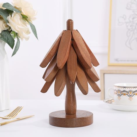 Dessous de verre en bois pour plats chauds, dessous de plat en bois pour casseroles, moules en bois, dessous de plat pour théières, pots (1/3)