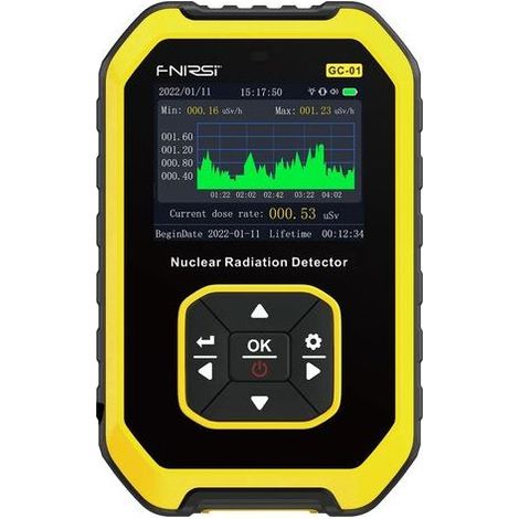 Détecteur Geiger portable rechargeable – Compteur de rayonnement bêta gamma – Alarme intelligente – Écran LCD pour mesures précises (1/5)