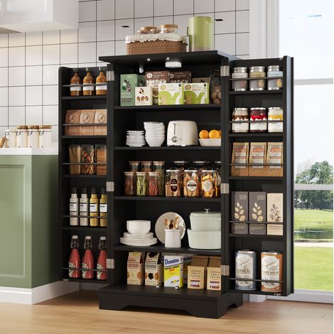 Aufbewahrungsschrank Hochschrank 120x60x40 cm MDF OKMYHOME (1/5)