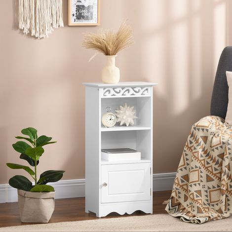 Meuble au sol et une armoire à 2 étagères, porte en MDF blanc, salle de bain, MDF 40L x 23P x 80H cm, blanc (1/5)