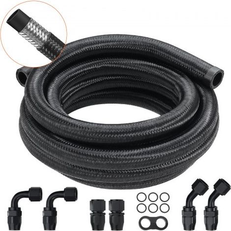 10-AN-Kraftstoffleitungssatz, 3048 mm Kraftstoffschlauchsatz, 13,97 mm-Nylon-Edelstahl-Geflecht-Kraftstoffleitungs-Öl-/Gas-Schlauchendstück-Anschlusssatz 7-teiliger Drehgelenk-Adaptersatz (1/5)