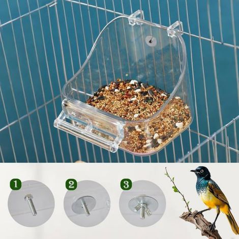 Baignoire Oiseau - Lot de 2 - Plastique Transparent - Suspendue - Perroquets Perruches - 12,8x10x9,5 UMD DESSIN ANIME - UMD ANIMATI (1/5)